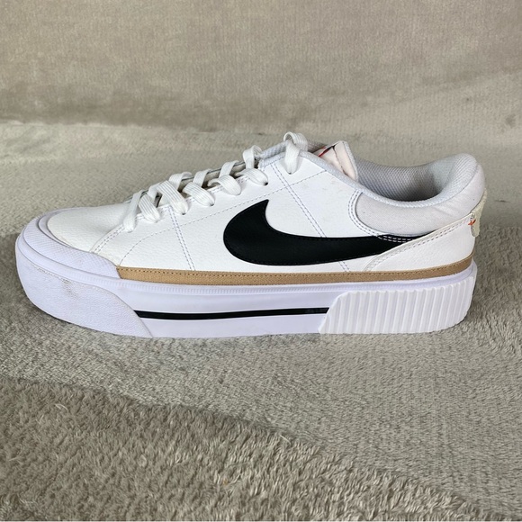 Nike Court Legacy Lift Shoes Womens Size 11 White Black Leather Sneakers NEW - Picture 2 of 10
